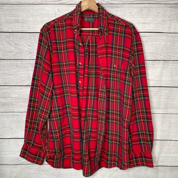 Arrow Red Men's Plaid Long Sleeve Button Down Shirt M - Picture 1 of 7